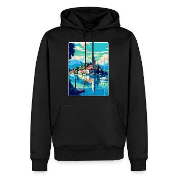 Worthersee Autriche Affiche de voyage vintage souvenir - Sweat à capuche Premium bio Homme - noir - Devant - Nico (187cm)