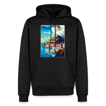 Kavala Grèce Vintage Affiche de voyage WPA Souvenir - Sweat à capuche Premium bio Homme - noir - Devant - Nico (187cm)