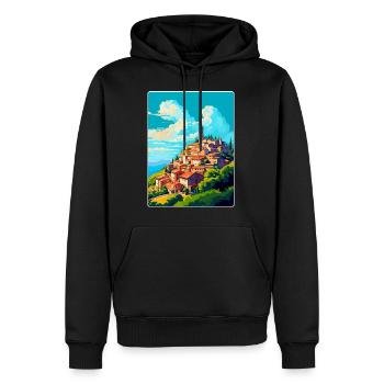 Motovun Kroatien Vintage Reiseplakat Souvenir WPA - Männer Premium Bio Hoodie - Schwarz - Vorne - Nico (187cm)