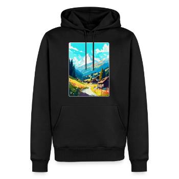 Mayrhofen Österreich Vintage Reiseposter Souvenir - Männer Premium Bio Hoodie - Schwarz - Vorne - Nico (187cm)