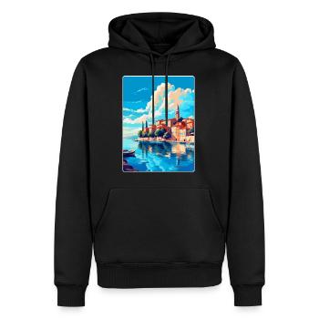 Novigrad Kroatien Vintage Reise Poster Souvenir - Männer Premium Bio Hoodie - Schwarz - Vorne - Nico (187cm)