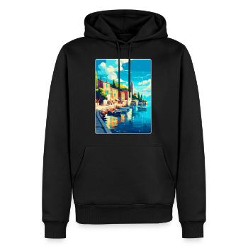 Cres Croatie Vintage Voyage Poster WPA Souvenir - Sweat à capuche Premium bio Homme - noir - Devant - Nico (187cm)