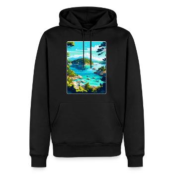 Mljet Nationalpark Kroatien Vintage Reiseplakat - Männer Premium Bio Hoodie - Schwarz - Vorne - Nico (187cm)