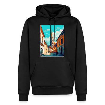 Osijek Kroatien Vintage Reiseplakat Souvenir WPA - Männer Premium Bio Hoodie - Schwarz - Vorne - Nico (187cm)