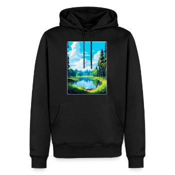 Bialowieza Pologne Affiche de voyage vintage souvenir - Sweat à capuche Premium bio Homme - noir - Devant - Nico (187cm)
