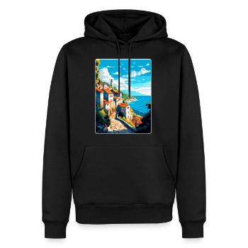 Ston Kroatien Vintage Reiseposter WPA Souvenir - Männer Premium Bio Hoodie - Schwarz - Vorne - Nico (187cm)