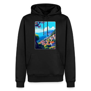 Funchal Portugal Vintage Reiseplakat Souvenir - Männer Premium Bio Hoodie - Schwarz - Vorne - Nico (187cm)