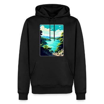Mljet Kroatien Vintage Reiseposter WPA Souvenir - Männer Premium Bio Hoodie - Schwarz - Vorne - Nico (187cm)