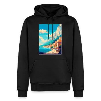 Makarska Kroatien Vintage Reiseplakat Souvenir - Männer Premium Bio Hoodie - Schwarz - Vorne - Nico (187cm)