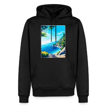 Brela Kroatien Vintage Reiseposter WPA Souvenir - Männer Premium Bio Hoodie - Schwarz - Vorne - Nico (187cm)