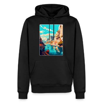 Omis Kroatien Vintage Reiseplakat WPA Souvenir - Männer Premium Bio Hoodie - Schwarz - Vorne - Nico (187cm)