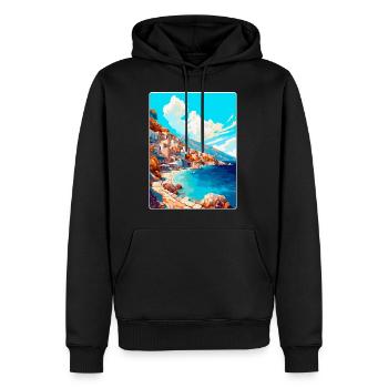 Karpathos Griechenland Vintage Reiseplakat Souvenir - Männer Premium Bio Hoodie - Schwarz - Vorne - Nico (187cm)