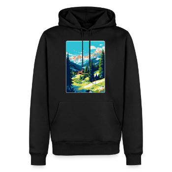 Gstaad Suisse Affiche de voyage vintage souvenir - Sweat à capuche Premium bio Homme - noir - Devant - Nico (187cm)