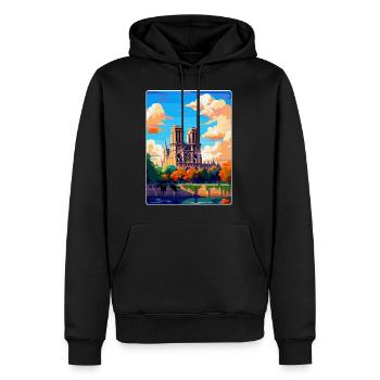 Notre Dame Frankreich Vintage Reiseplakat Souvenir - Männer Premium Bio Hoodie - Schwarz - Vorne - Nico (187cm)