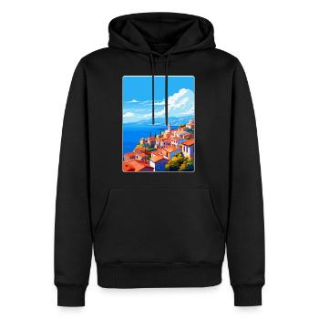 Grèce Vintage Voyage Poster WPA Souvenir - Sweat à capuche Premium bio Homme - noir - Devant - Nico (187cm)