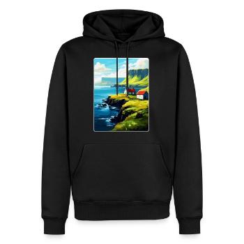 Affiche de voyage vintage des îles Féroé Danemark WPA Art - Sweat à capuche Premium bio Homme - noir - Devant - Nico (187cm)