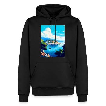 Insel Vis Kroatien Vintage Reiseplakat Souvenir - Männer Premium Bio Hoodie - Schwarz - Vorne - Nico (187cm)