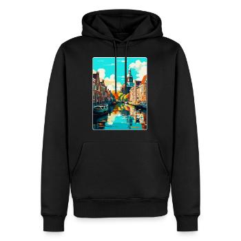 Leiden Netherlands Vintage Travel Poster Souvenir - Men’s Premium Organic Hoodie - black - Front - Nico (187cm)