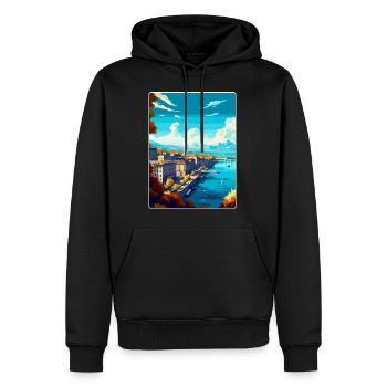 Genf Schweiz Vintage Reiseplakat Souvenir - Männer Premium Bio Hoodie - Schwarz - Vorne - Nico (187cm)