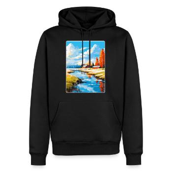 Oulu Finlande Affiche de voyage vintage WPA Souvenir - Sweat à capuche Premium bio Homme - noir - Devant - Nico (187cm)