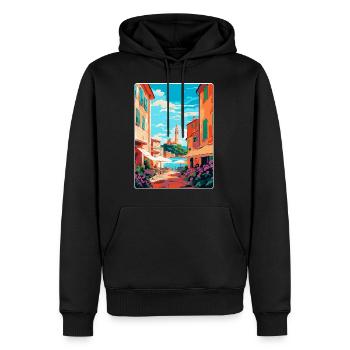 St. Tropez Frankreich Vintage Reiseplakat Souvenir - Männer Premium Bio Hoodie - Schwarz - Vorne - Nico (187cm)