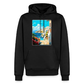 Milos Griechenland Vintage Reiseposter WPA Souvenir - Männer Premium Bio Hoodie - Schwarz - Vorne - Nico (187cm)