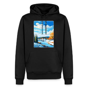 Affiche de voyage vintage Lahti Finlande WPA Souvenir - Sweat à capuche Premium bio Homme - noir - Devant - Nico (187cm)