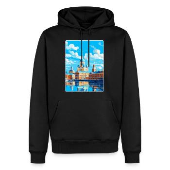 Helsinki Finlande Affiche de voyage vintage souvenir - Sweat à capuche Premium bio Homme - noir - Devant - Nico (187cm)