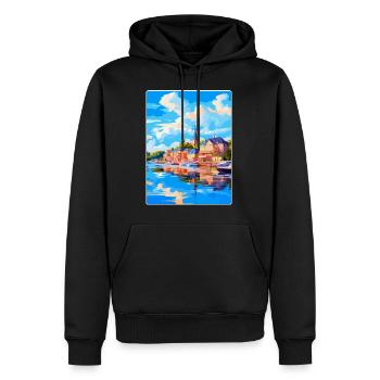 Souvenir de l’affiche de voyage vintage Naantali Finlande - Sweat à capuche Premium bio Homme - noir - Devant - Nico (187cm)