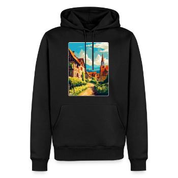 Alsace France Affiche de voyage vintage WPA Souvenir - Sweat à capuche Premium bio Homme - noir - Devant - Nico (187cm)