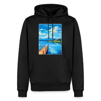 Lac de Varèse Italie Affiche de voyage vintage souvenir - Sweat à capuche Premium bio Homme - noir - Devant - Nico (187cm)