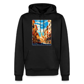 Pamplona Spanien Vintage Reiseplakat Souvenir WPA - Männer Premium Bio Hoodie - Schwarz - Vorne - Nico (187cm)