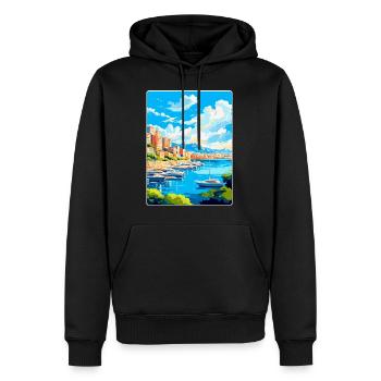 Monaco Côte d'Azur Frankreich Vintage Reiseplakat - Männer Premium Bio Hoodie - Schwarz - Vorne - Nico (187cm)