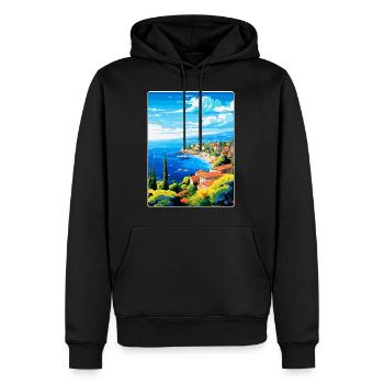 Côte d Azur Frankreich Vintage Reiseplakat Souvenir - Männer Premium Bio Hoodie - Schwarz - Vorne - Nico (187cm)