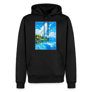 Lac de Varèse Italie Affiche de voyage vintage souvenir - Sweat à capuche Premium bio Homme - noir - Devant - Nico (187cm)