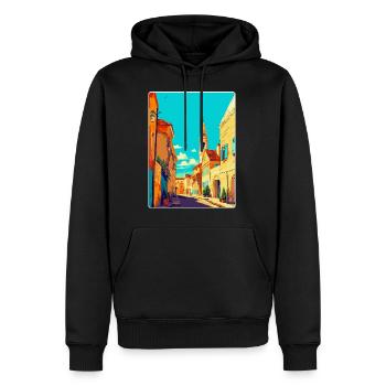 Sibiu Roumanie Affiche de voyage vintage WPA Souvenir - Sweat à capuche Premium bio Homme - noir - Devant - Nico (187cm)
