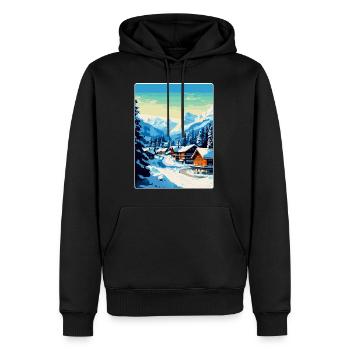 Gstaad Suisse Affiche de voyage vintage souvenir - Sweat à capuche Premium bio Homme - noir - Devant - Nico (187cm)