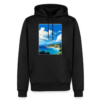 Brac Insel Kroatien Vintage Reiseplakat Souvenir - Männer Premium Bio Hoodie - Schwarz - Vorne - Nico (187cm)