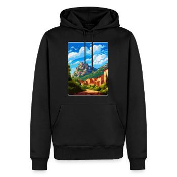 Montserrat Espagne Affiche de voyage vintage souvenir - Sweat à capuche Premium bio Homme - noir - Devant - Nico (187cm)
