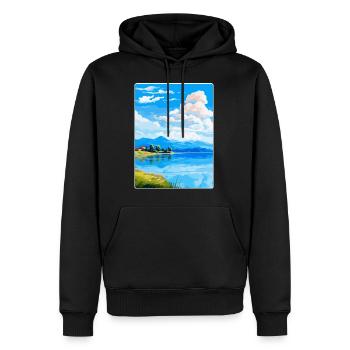 Lac de Varèse Italie Affiche de voyage vintage souvenir - Sweat à capuche Premium bio Homme - noir - Devant - Nico (187cm)