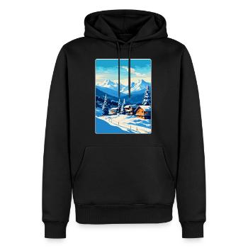 Kitzbühel Autriche Affiche de voyage vintage souvenir - Sweat à capuche Premium bio Homme - noir - Devant - Nico (187cm)