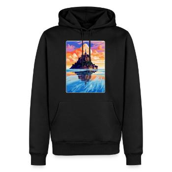 Mont Saint Michel France Affiche de voyage vintage WPA - Sweat à capuche Premium bio Homme - noir - Devant - Nico (187cm)