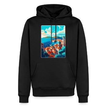 Dubrovnik Kroatien Vintage Reiseplakat Souvenir - Männer Premium Bio Hoodie - Schwarz - Vorne - Nico (187cm)