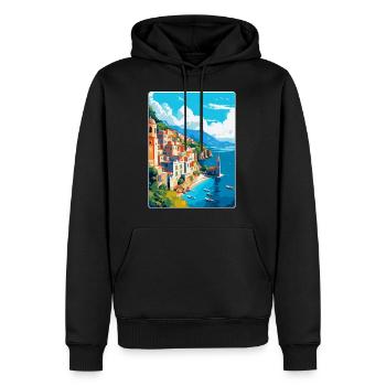 Amalfi Italie Affiche de voyage vintage WPA Souvenir - Sweat à capuche Premium bio Homme - noir - Devant - Nico (187cm)