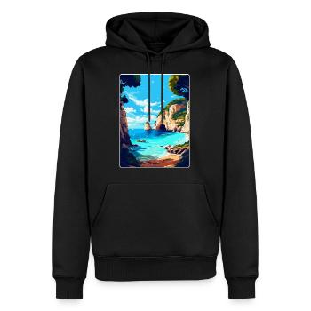 Zakynthos Grèce Affiche de voyage vintage souvenir - Sweat à capuche Premium bio Homme - noir - Devant - Nico (187cm)
