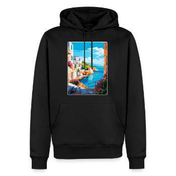 Rhodes Grèce Vintage Voyage Poster WPA Souvenir - Sweat à capuche Premium bio Homme - noir - Devant - Nico (187cm)