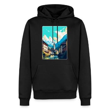 Chur Schweiz Vintage Reiseplakat Souvenir - Männer Premium Bio Hoodie - Schwarz - Vorne - Nico (187cm)