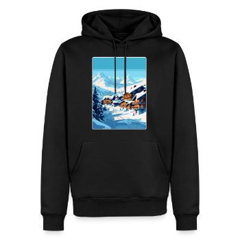 Val Thorens Frankreich Vintage Reiseplakat Souvenir - Männer Premium Bio Hoodie - Schwarz - Vorne - Nico (187cm)