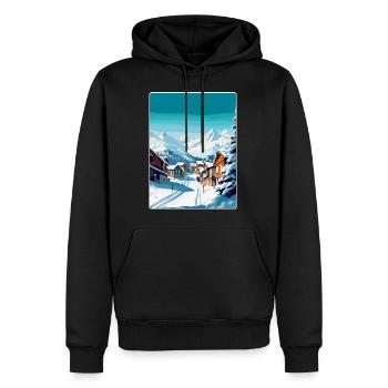 Val Thorens Frankreich Vintage Reiseplakat Souvenir - Männer Premium Bio Hoodie - Schwarz - Vorne - Nico (187cm)