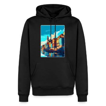 Porto Portugal Vintage Reiseplakat Souvenir WPA - Männer Premium Bio Hoodie - Schwarz - Vorne - Nico (187cm)